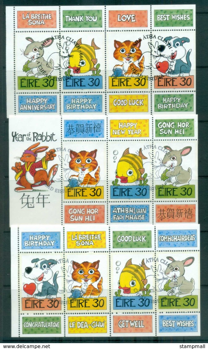 Ireland 1999 Pets Greetings 2x Panes + MS FU Lot78899 - Unused Stamps