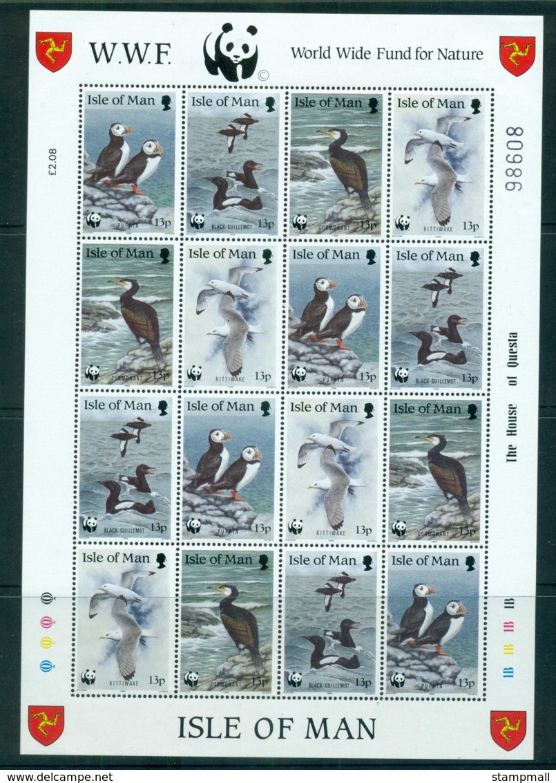 Isle Of Man 1989 WWF Puffins, Birds Sheetlet 16 MUH Lot57361 - Man (Ile De)