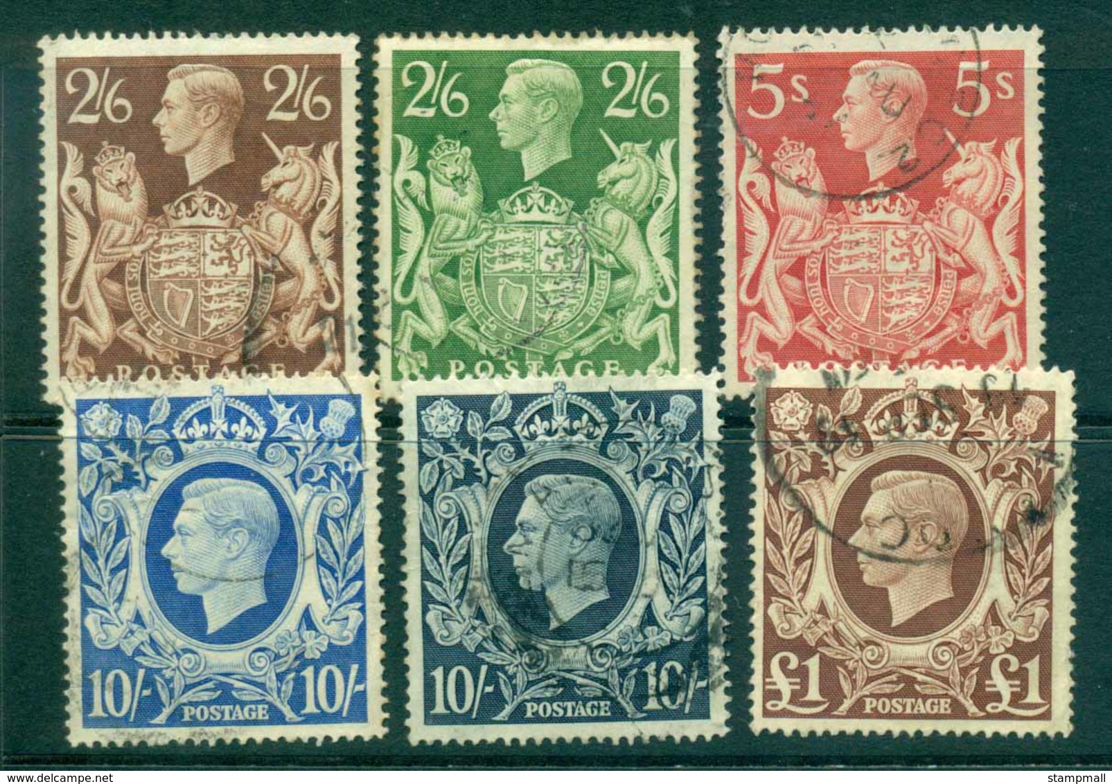 GB 1939-42 KGVI Royal Arms Set Both 10/- VFU Lot32654 - Unclassified