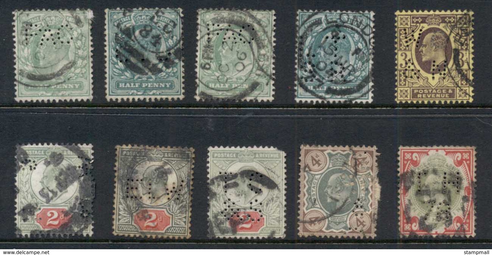 GB 1902on KEVII Assorted Perfins FU FU - Ohne Zuordnung