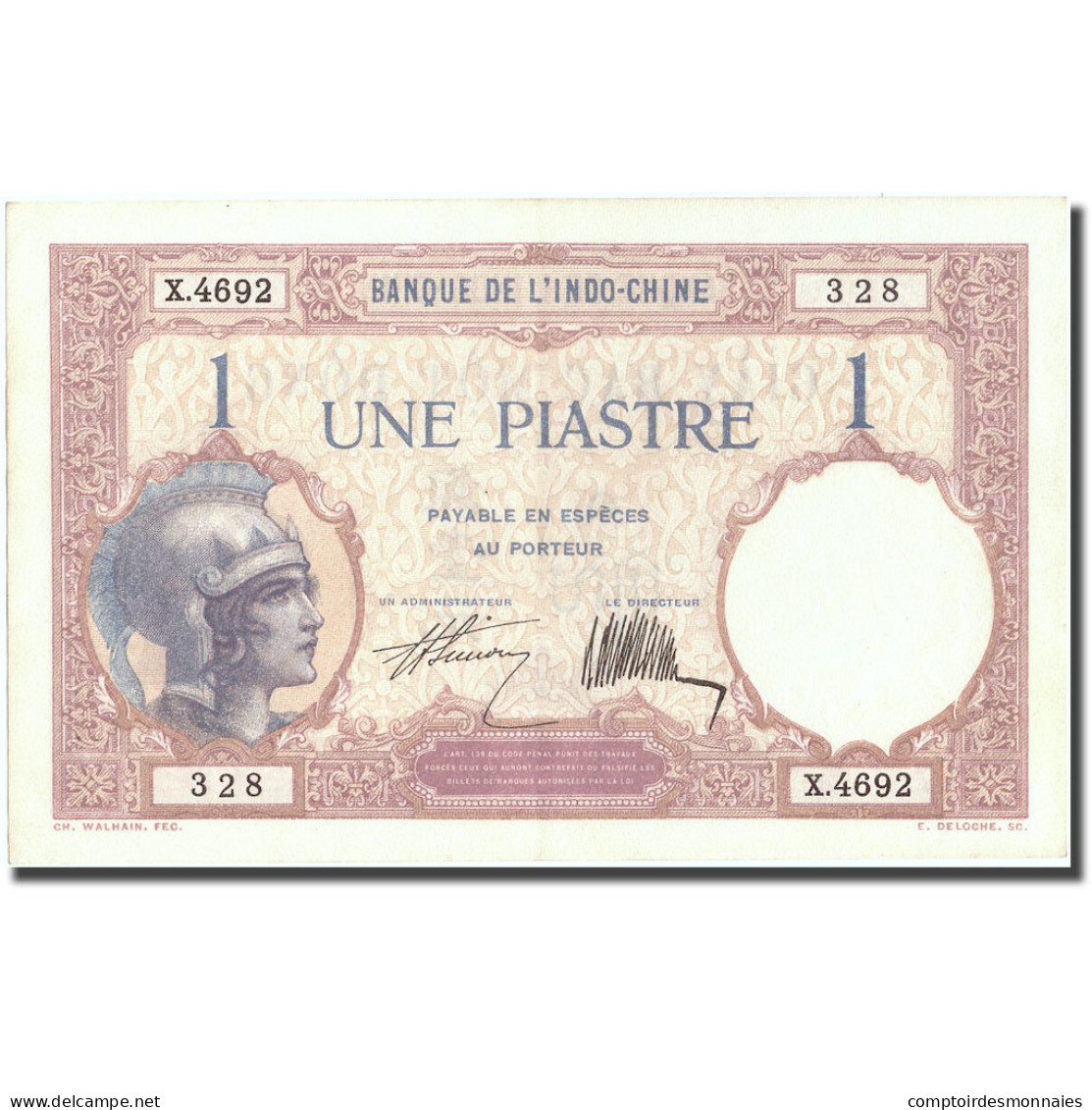 Billet, FRENCH INDO-CHINA, 1 Piastre, Undated (1921-1931), KM:48b, SPL - Indocina