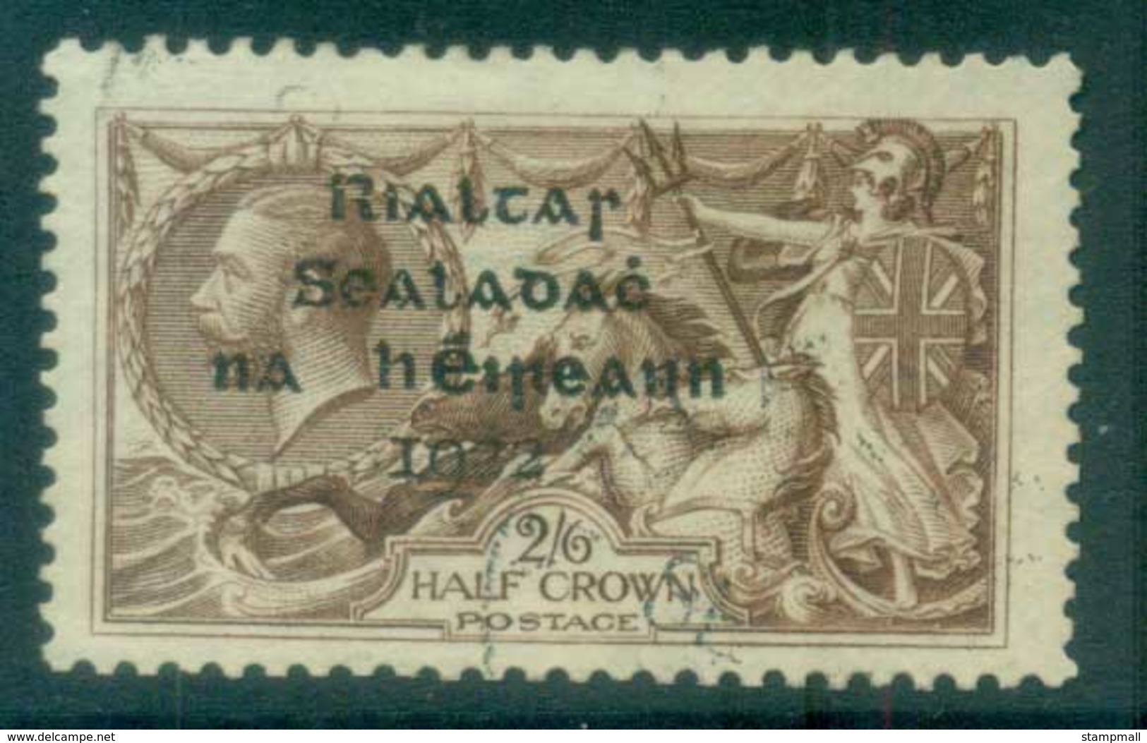 Ireland 1922 2/6d Brown Seahorse Provisional Opt. Blk Dollard FU Lot78396 - Used Stamps