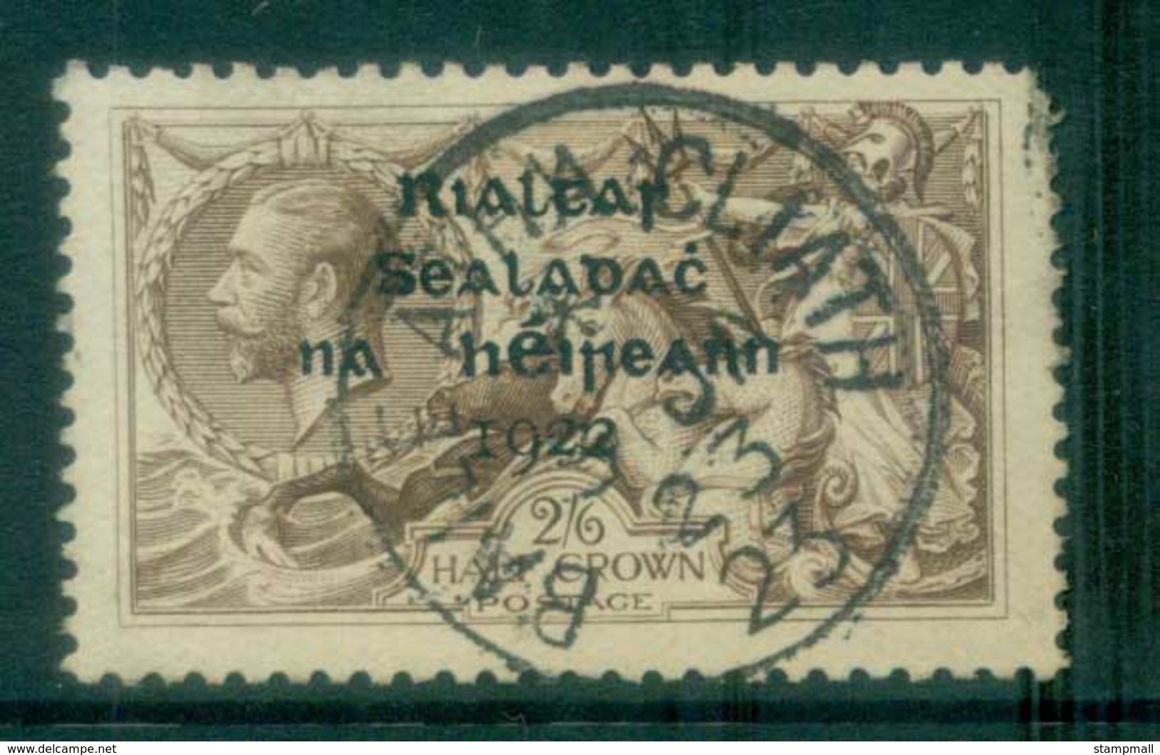 Ireland 1922 2/6d Grey-brown Seahorse  Provisional Opt. Blue-Blk 14.5x16mm Thom MLH Lot78460 - Used Stamps