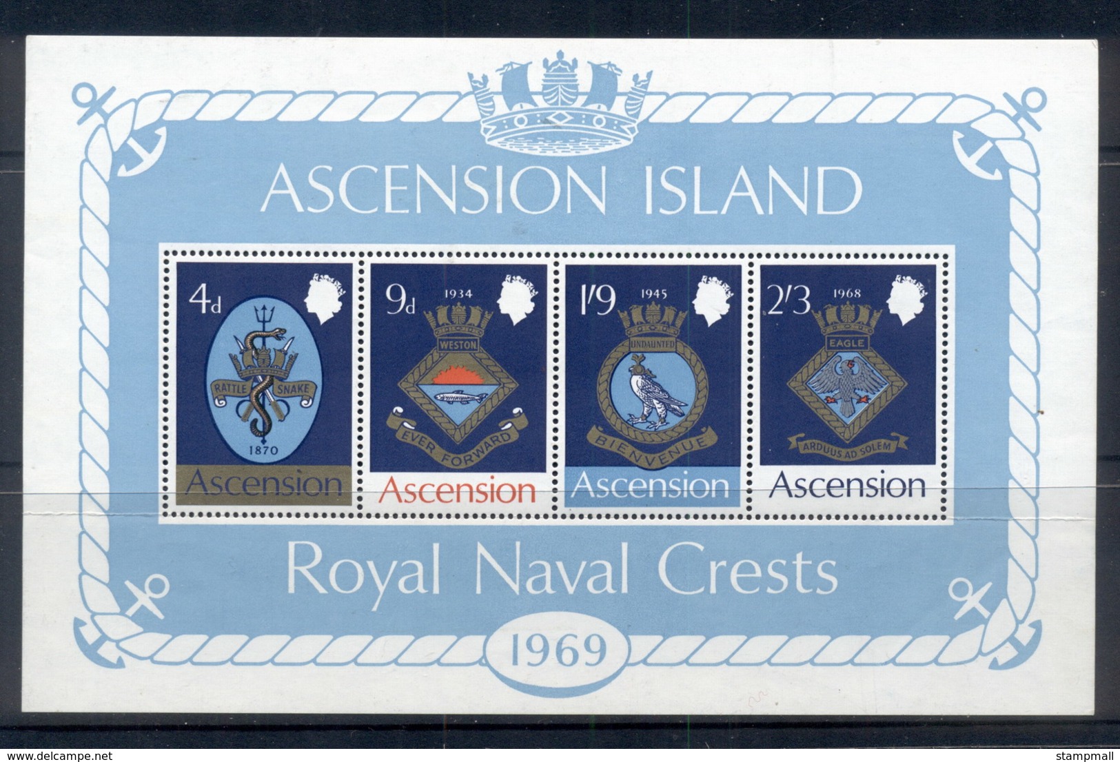 Ascension Is 1969 Coats Of Arms Of RN Ships MS MUH - Ascension