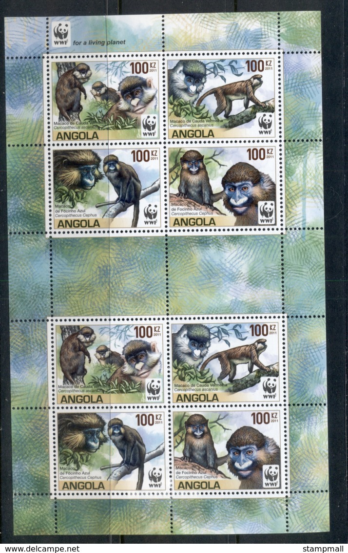 Angola 2011 WWF Primates, Guenons MS MUH - Alderney