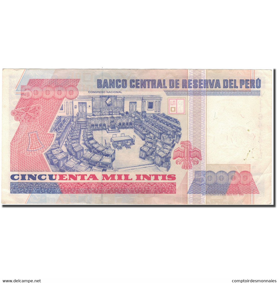 Billet, Pérou, 50,000 Intis, 1988-06-28, KM:142, TTB+ - Perù