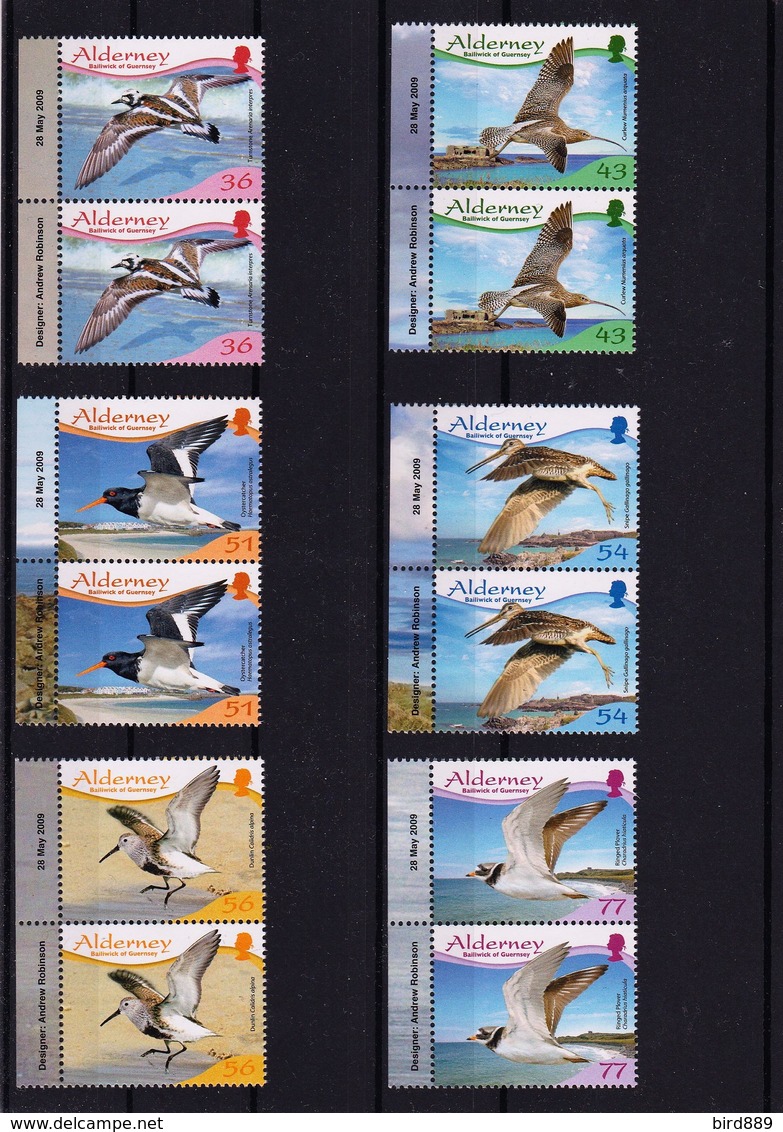 2009 Alderney Birds 2 Complete Border Sets  MNH - Alderney