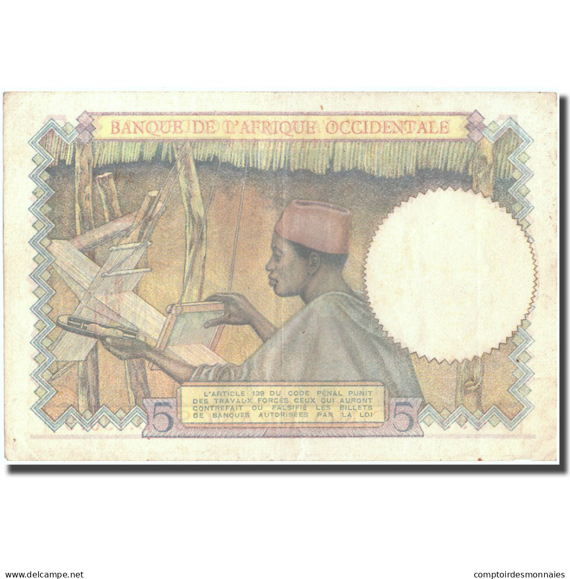 Billet, French West Africa, 5 Francs, 1943, 1943-03-02, KM:26, TTB - États D'Afrique De L'Ouest