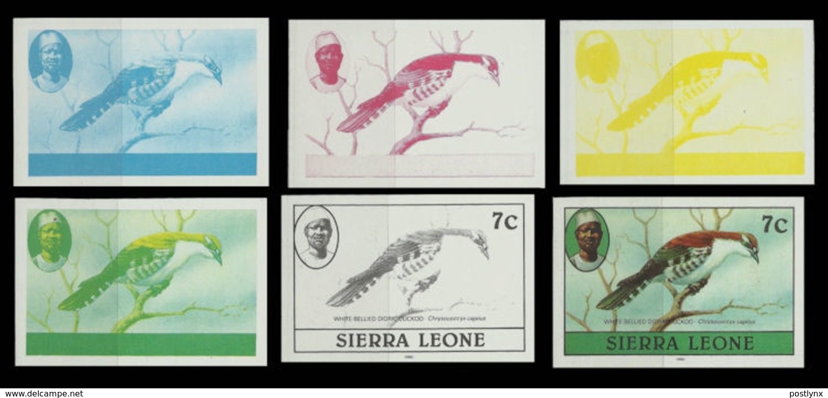 SIERRA LEONE 1980 Birds Didric Cuckoo 7c Imp.1982 PROGRESSIVE PROOFS:6 - Sierra Leone (1961-...)