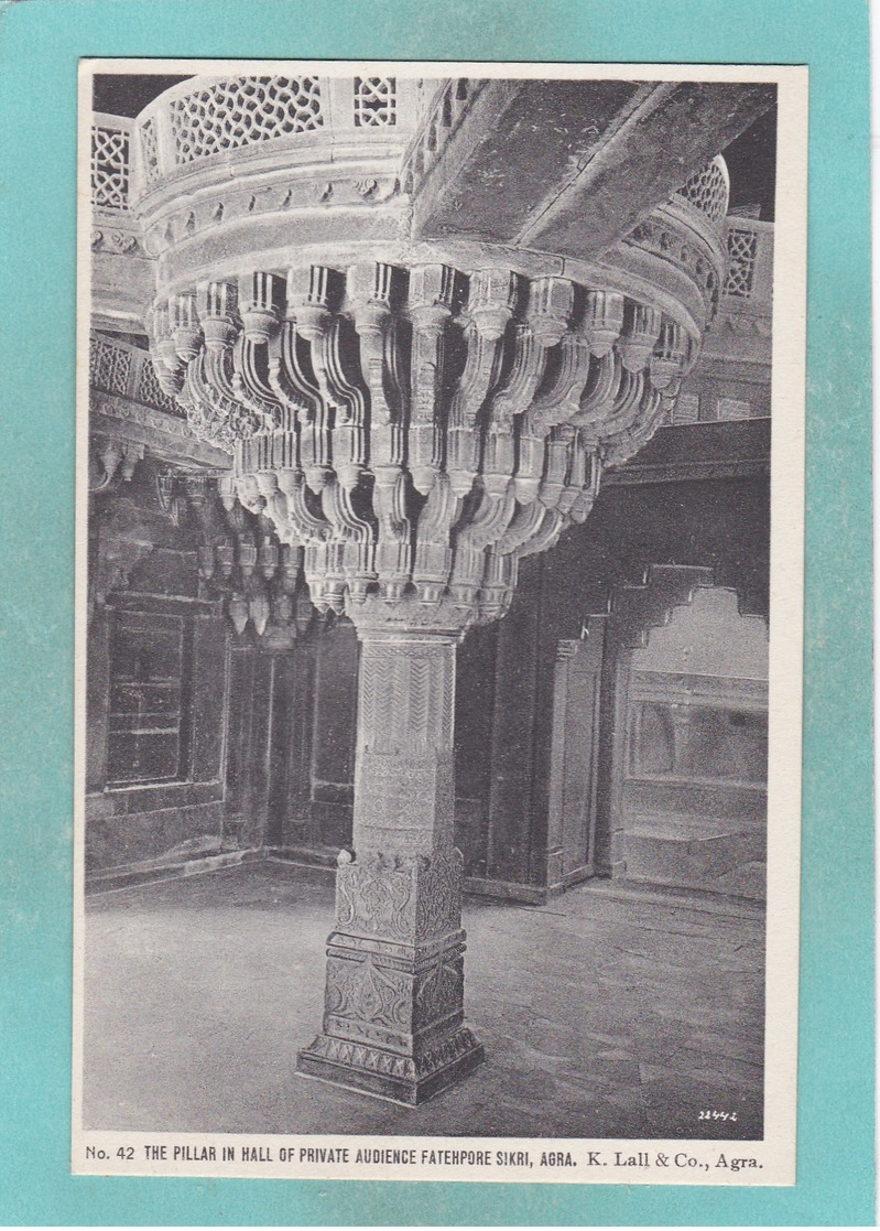 Small Post Card Of Pillar In Hall Of Private Audience Fatehpore,Fatehpur,Agra, Uttar Pradesh, India,Y77. - India