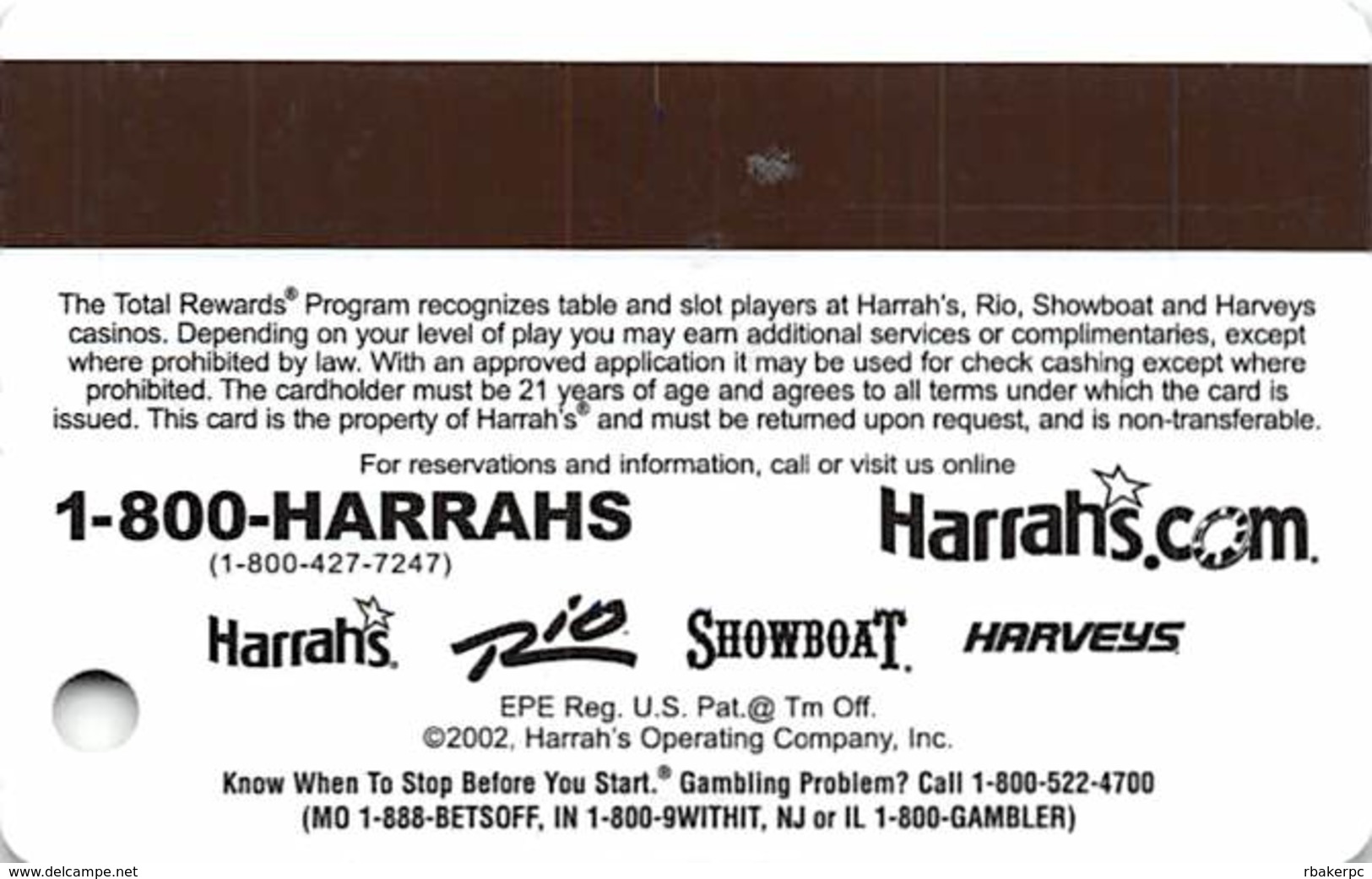 Harrah's Casino Elvis Slot Card - No Signature Strip - Casino Cards