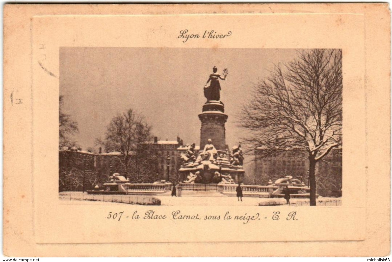 6ZK 41 CPA - LYON - LA PLACE CARNOT  SOUS LA NEIGE - Other & Unclassified