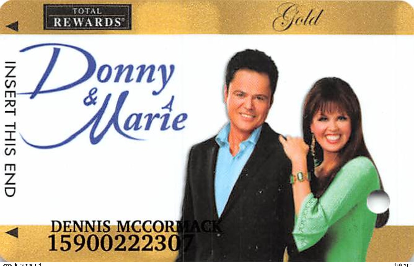 Harrah's Casino Special Issue Donny & Marie Gold Slot Card - Casino Cards