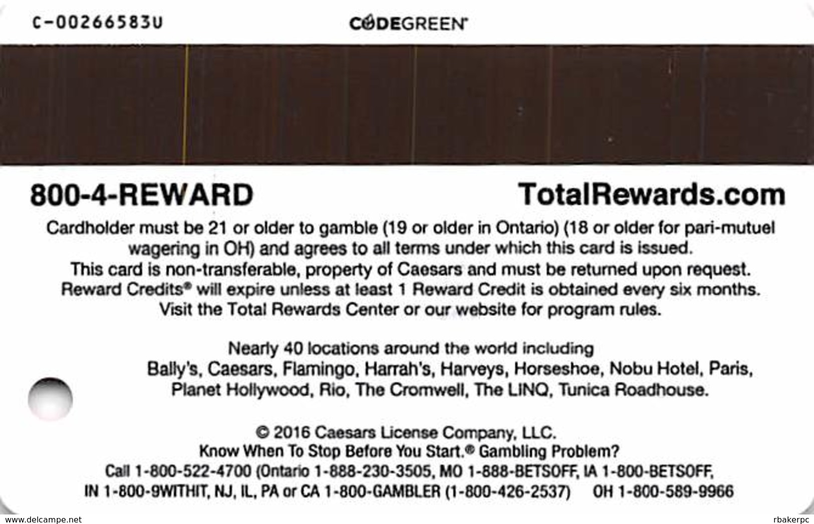 Harrah's Casino Total Rewards Year Of The Monkey 2016 Slot Card BLANK - Casino Cards