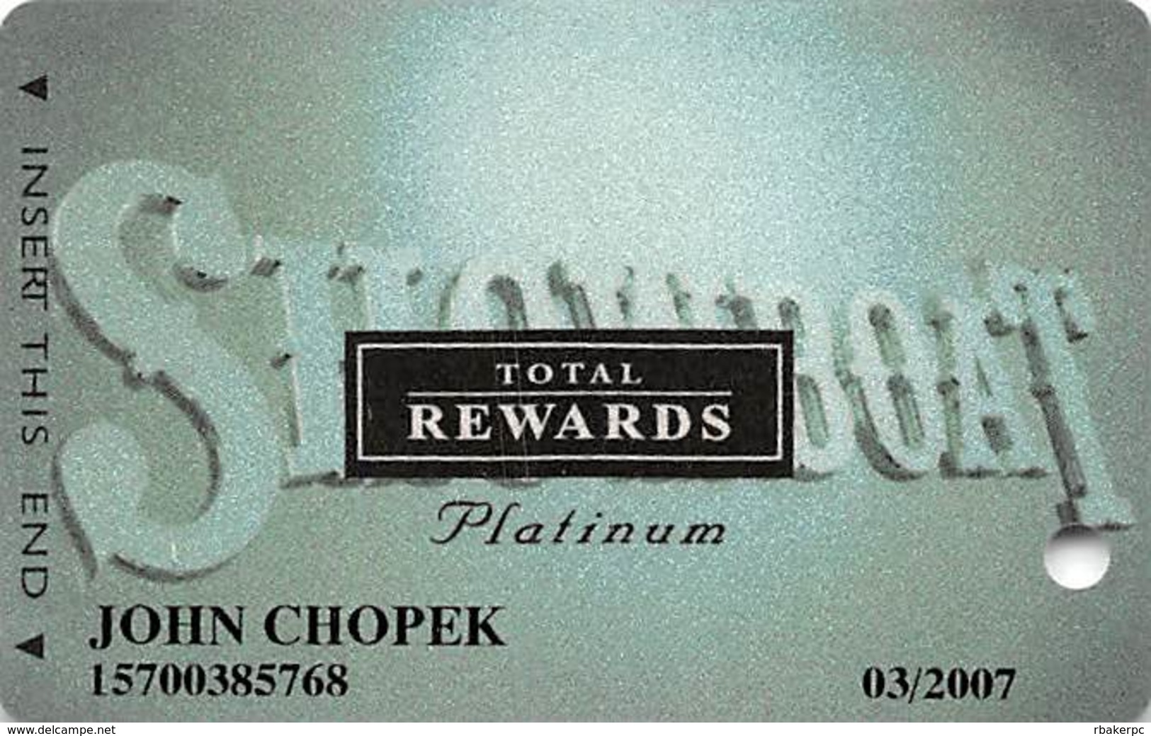 Showboat Casino - Atlantic City NJ - Total Rewards Platinum @2005 Slot Card - Casino Cards