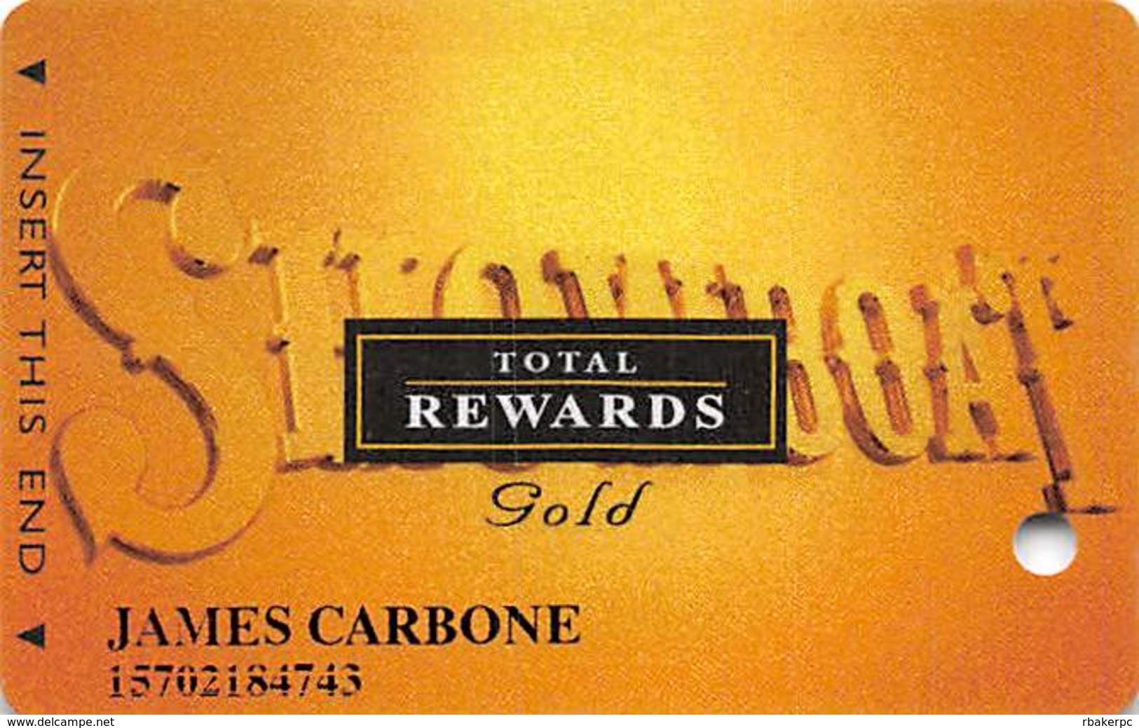 Showboat Casino - Atlantic City NJ - Total Rewards Gold @2006 Slot Card - Cartes De Casino