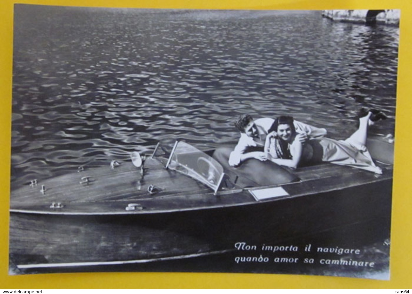 Coppia Innamorati In Barca Frase D'amore Cartolina Bromofoto Vera Fotografia - Couples