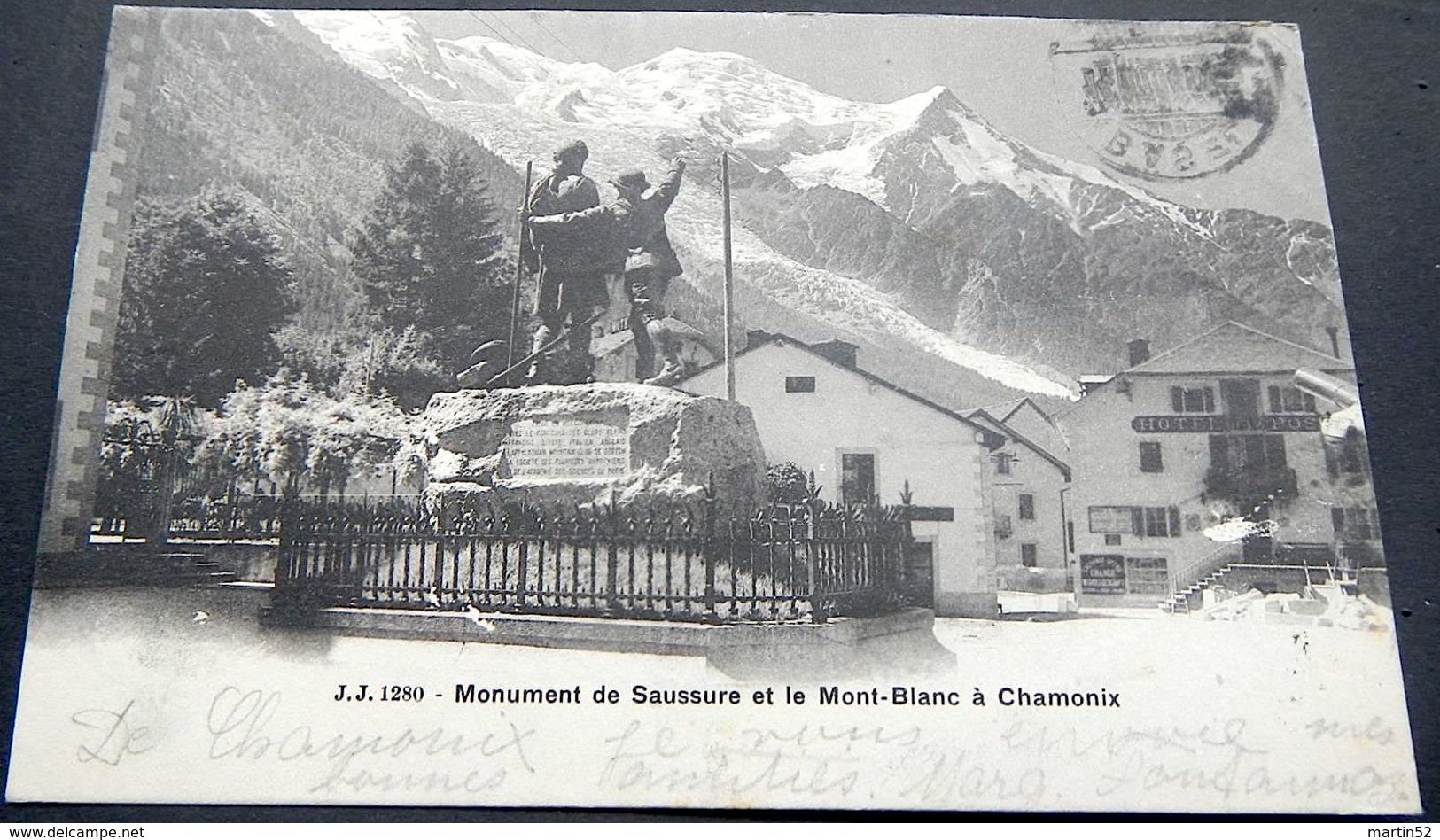 Schweiz Suisse Helvetia 1904: Monument De Saussure Et Le Mont-Blanc à Chamonix, Avec O MARTIGNY-VILLE 13.VIII.04 - Escalade