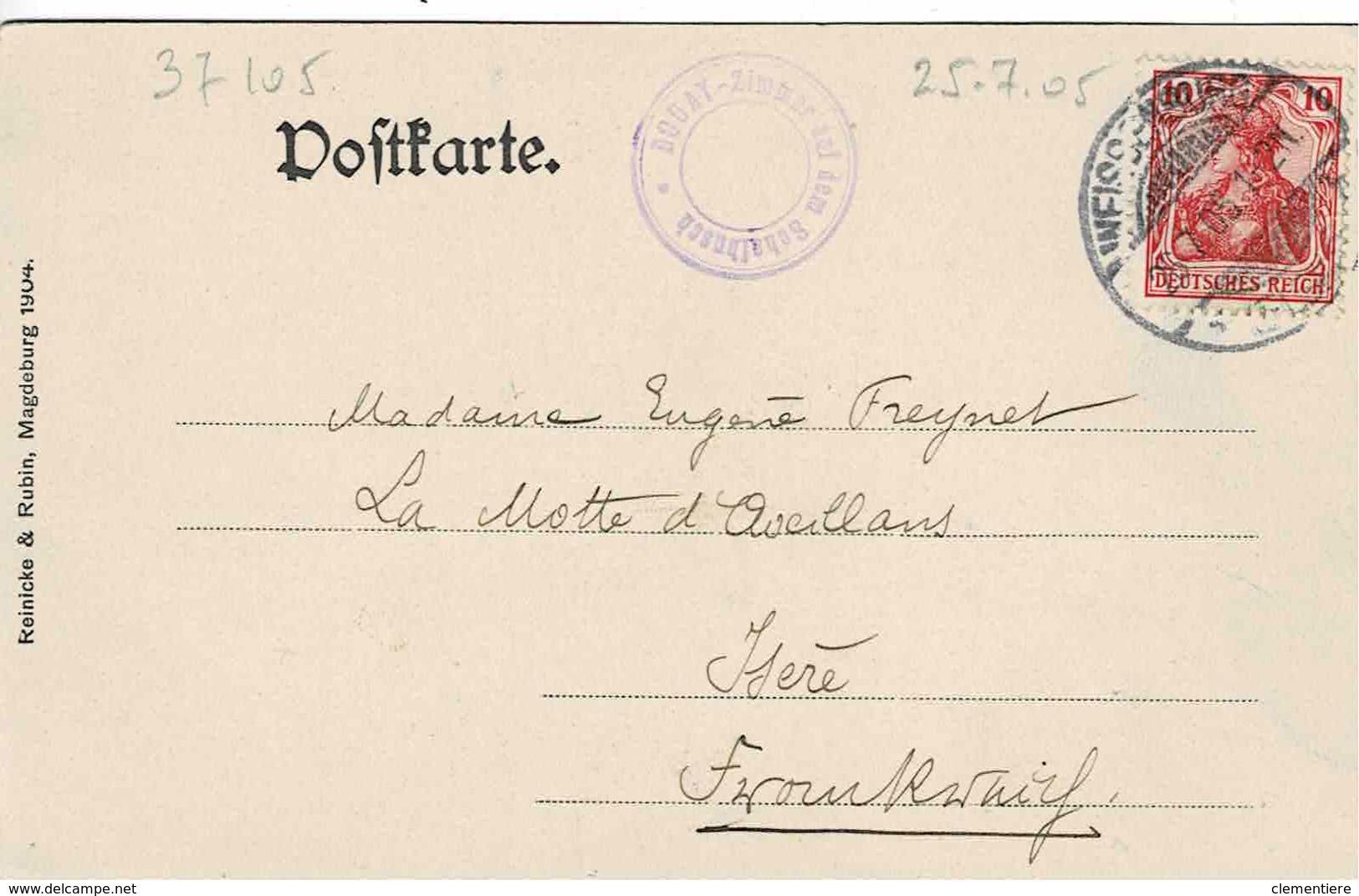 TP N° 69 Sur Carte Postale De Weissenburg Pour La Motte D'Aveillans  Avec Cachet D L'hébergement - Covers & Documents