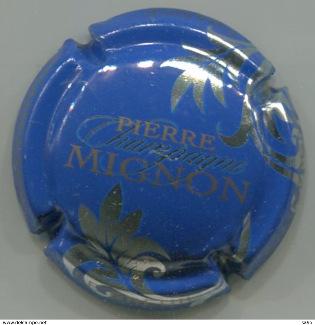 CAPSULE-CHAMPAGNE MIGNON Pierre N°061i Fond Bleu, Feuilles Argent - Mignon, Pierre