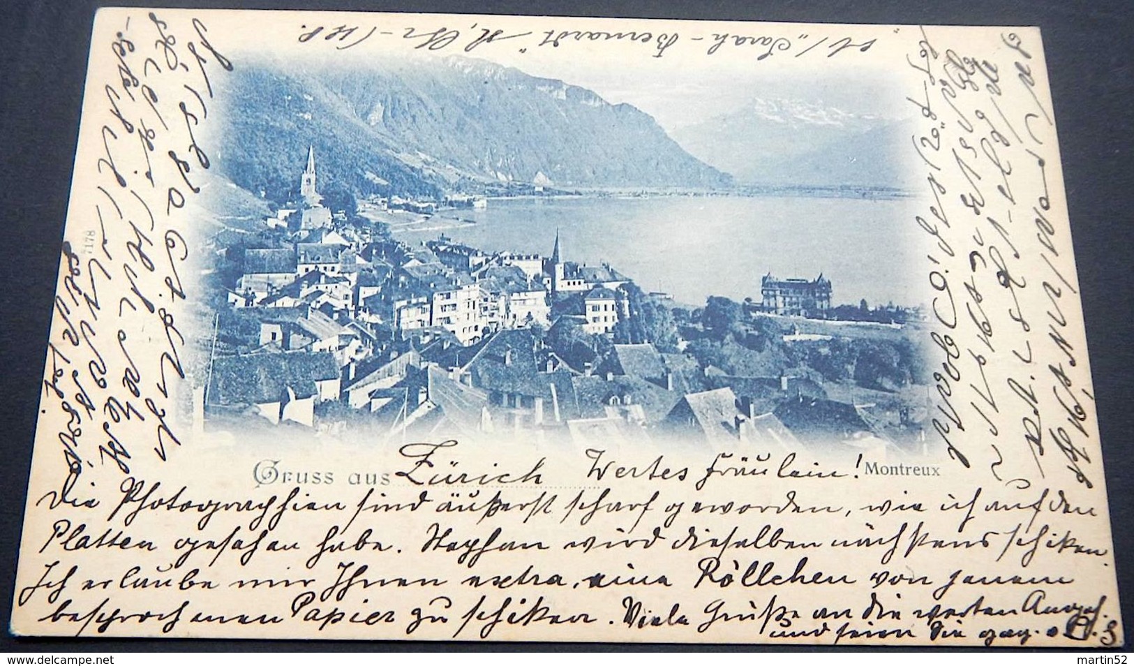 Schweiz Suisse Helvetia 1899: Gruss Aus.......Montreux Mit O ZÜRICH 13.IX.99 NEUMÜNSTER Nach ZUG 13.IX.99 - Montreux