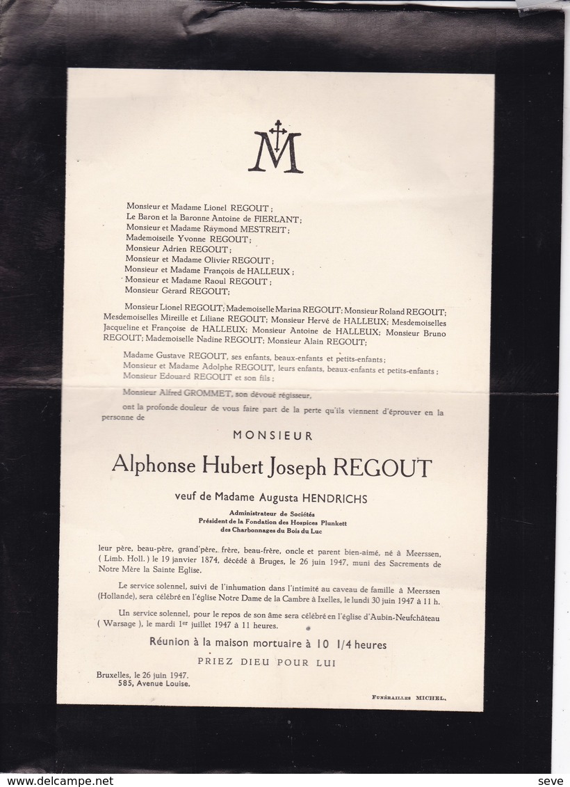 MEERSSEN AUBIN-NEUFCHATEAU WARSAGE Alphonse REGOUT Veuf HENDRICHS Hospices Plunkett 1874-1947 - Obituary Notices