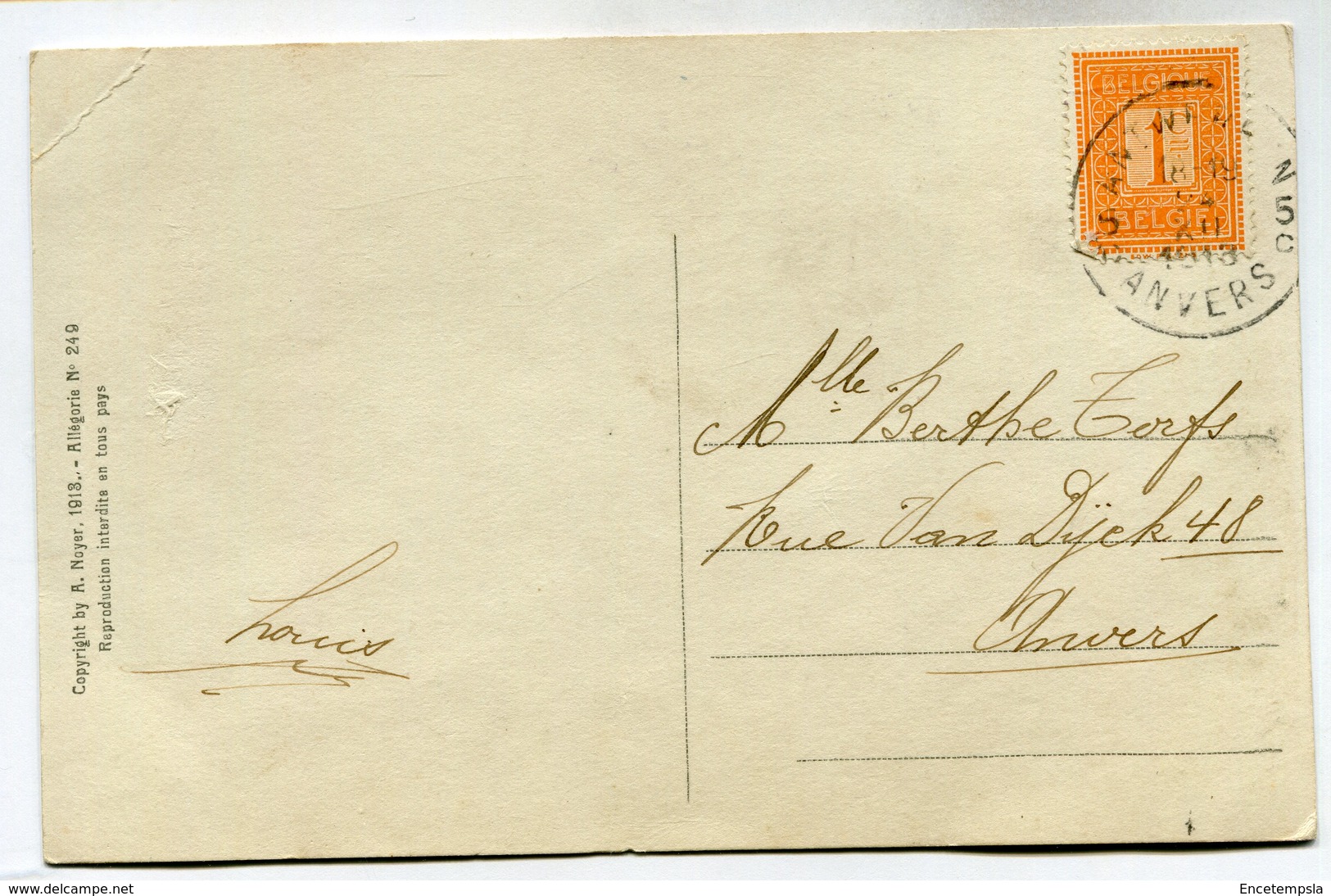CPA - Carte Postale - Belgique - Couple - Montgolfière - 1913 (SV6916) - Saint-Valentin