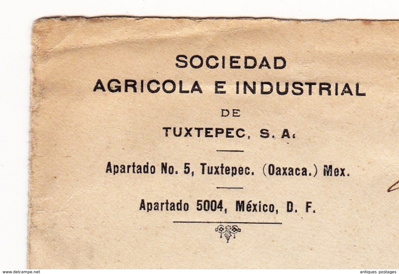 Lettre 1912 Mexique Mexico Genève Geneva Suisse Switzerland Sociedad Agricola E Industrial De Tuxtepec - Mexique