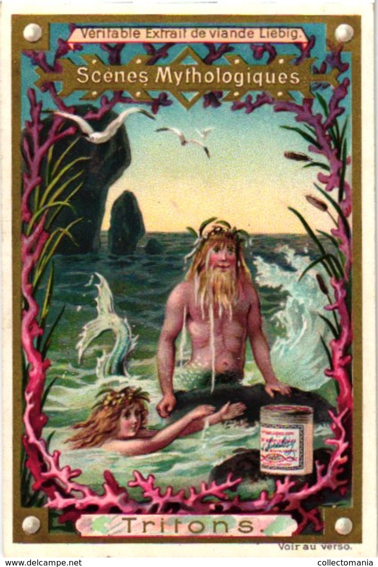 0471   Liebig 6 Cards--C1896  the World of Greek Mythology-Scènes MythologiquesSirènes-Tritons-Faunes-Centaures-Satires-