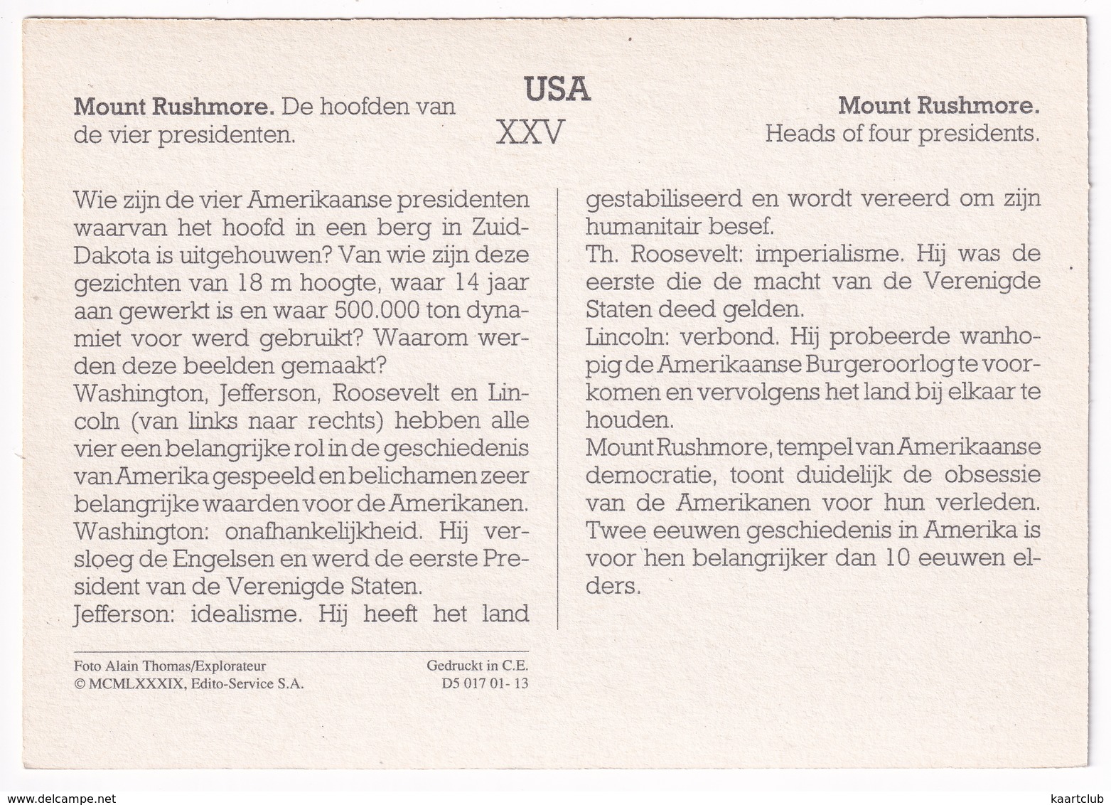 Mount Rushmore - De Hoofden Van De Vier Presidenten - Mount Rushmore - Heads Of Four Presidents - (USA) - USA Nationale Parken