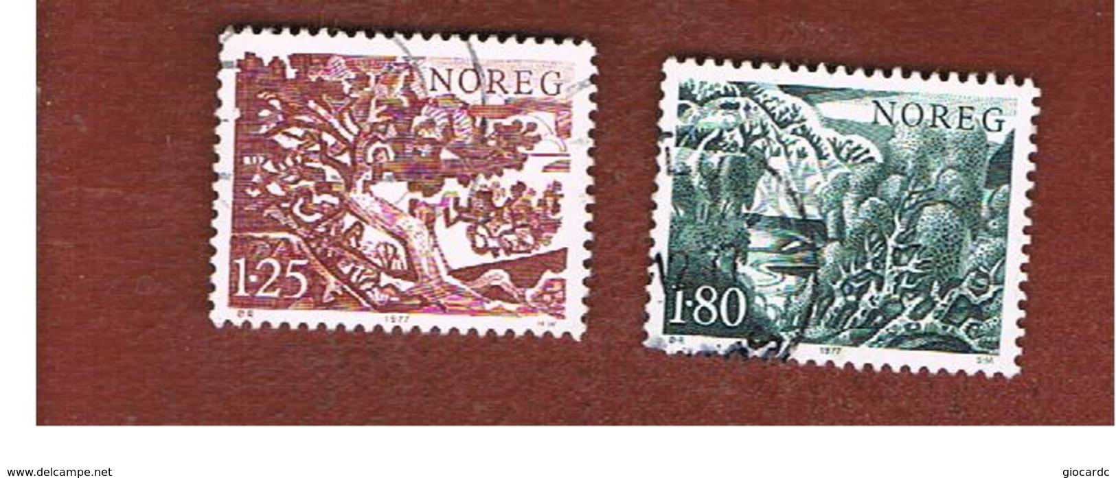NORVEGIA  (NORWAY)    SG 798.799   -   1977  LOCAL TREES    -   USED ° - Usati