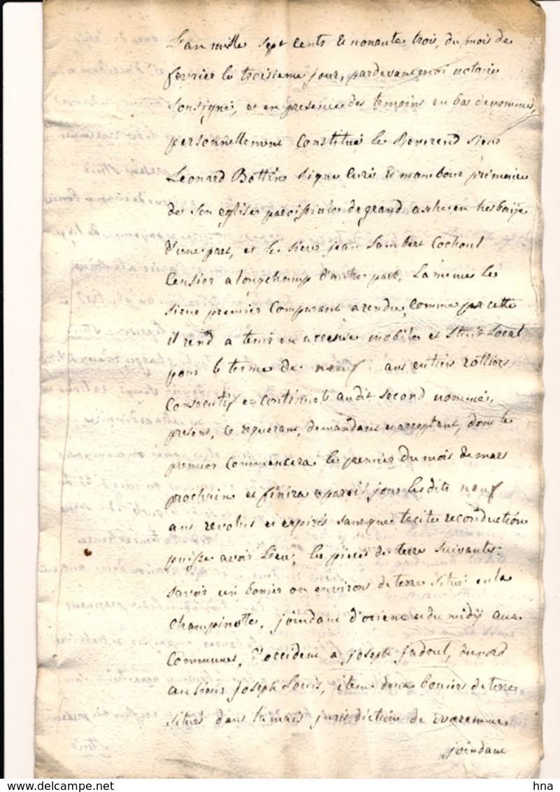 Contrat D'exploitation Près De Waremme En 1793 - Manuscrits