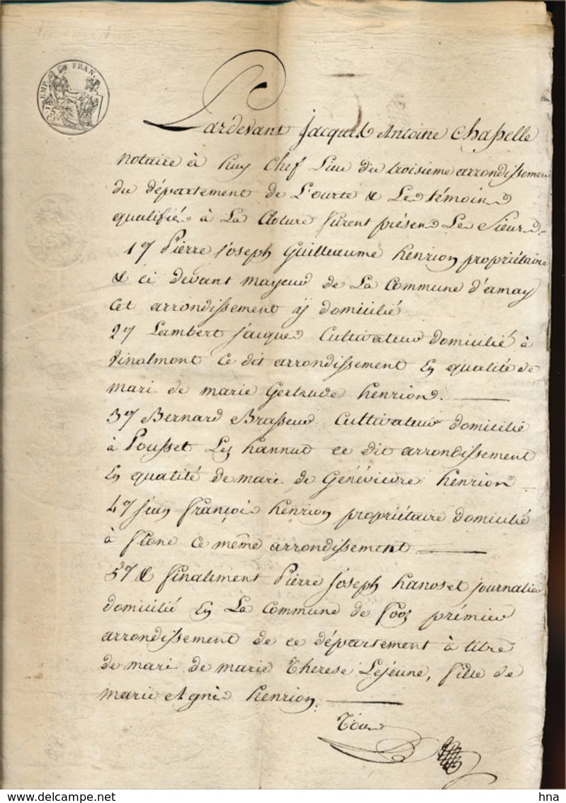 Contrat De Partage De Terres Près De Waremme - Manuscripten