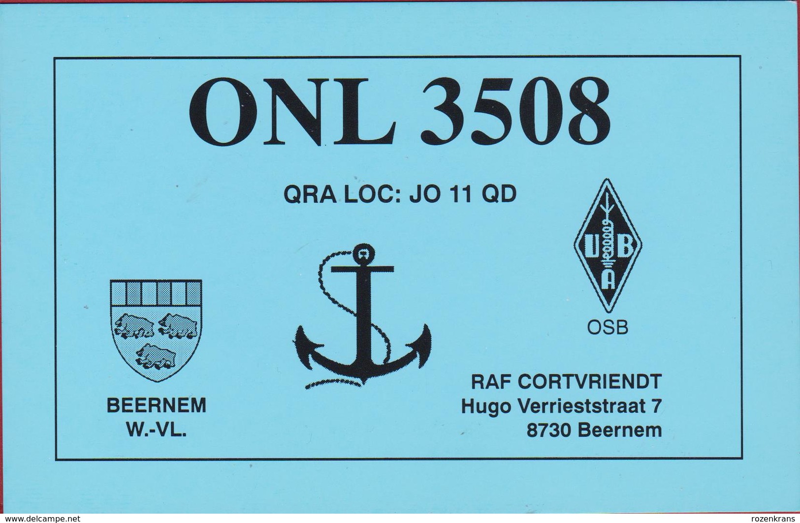 QSL Card Amateur Radio Beernem 1998 West-Vlaanderen Wapen Heraldiek Heraldry - Amateurfunk