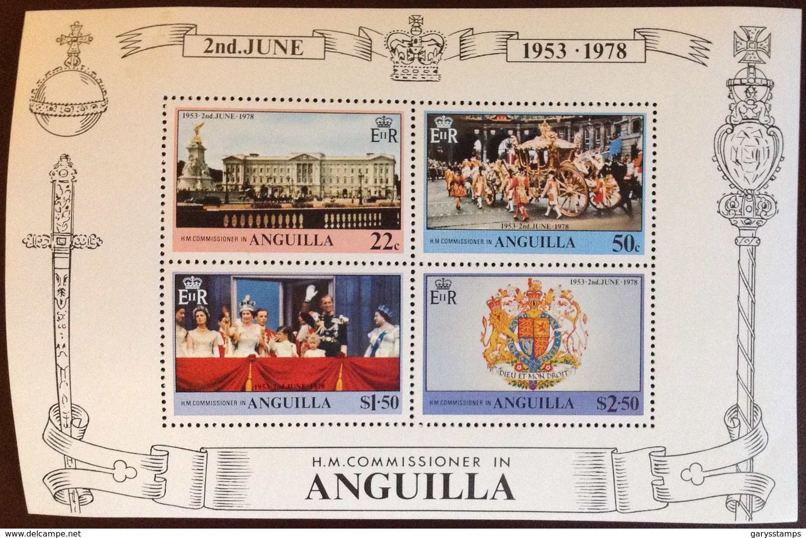 Anguilla 1978 Coronation Anniversary Minisheet MNH - Anguilla (1968-...)
