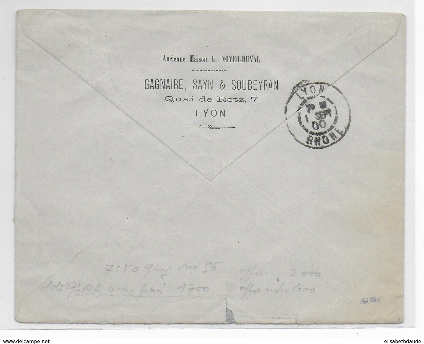 1900 - SAGE N/U - YT N° 99 RARE SEUL Sur LETTRE De PARIS EXPOSITION RAPP  => LYON - 1876-1898 Sage (Type II)