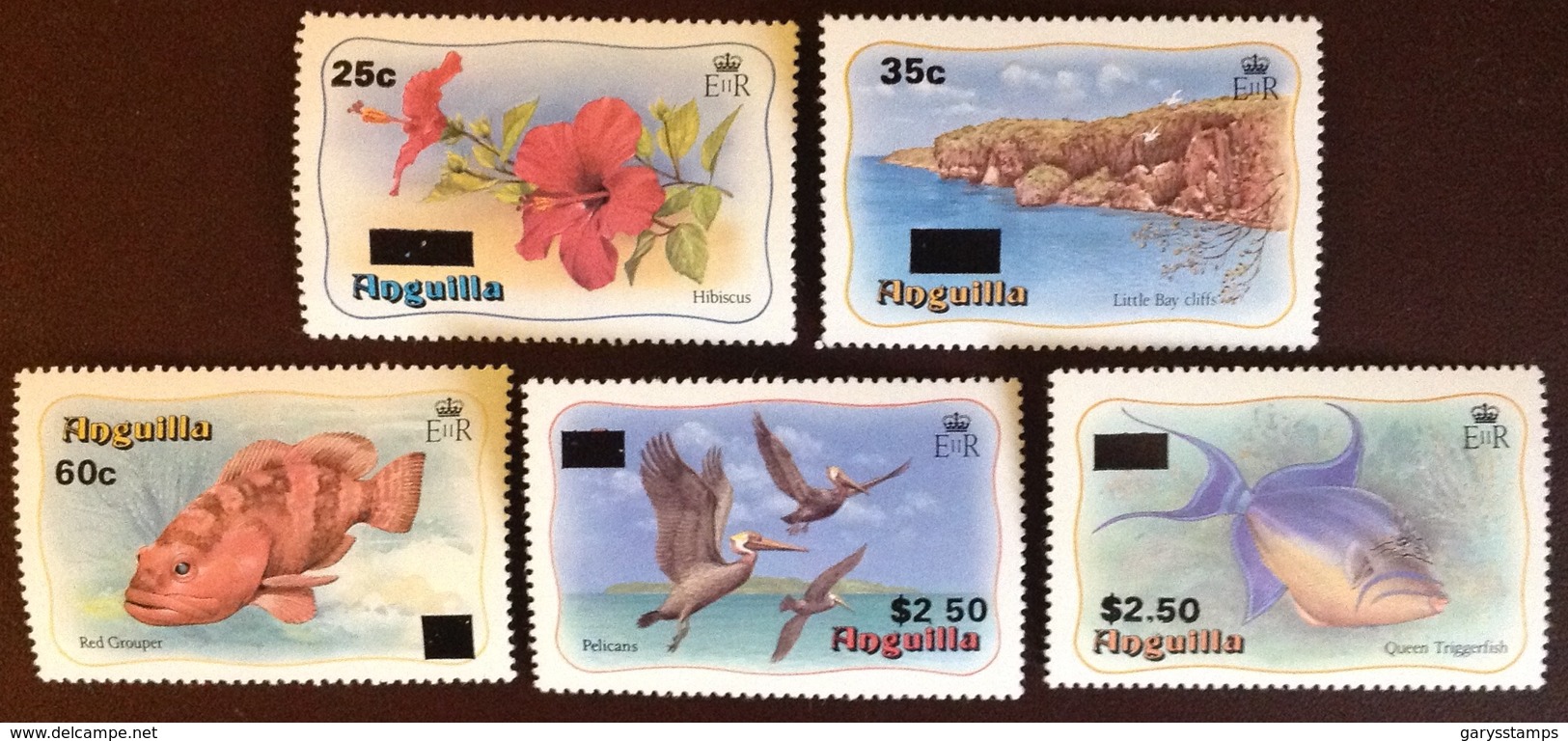 Anguilla 1984 Surcharge Set Birds Fish Flowers MNH - Anguilla (1968-...)