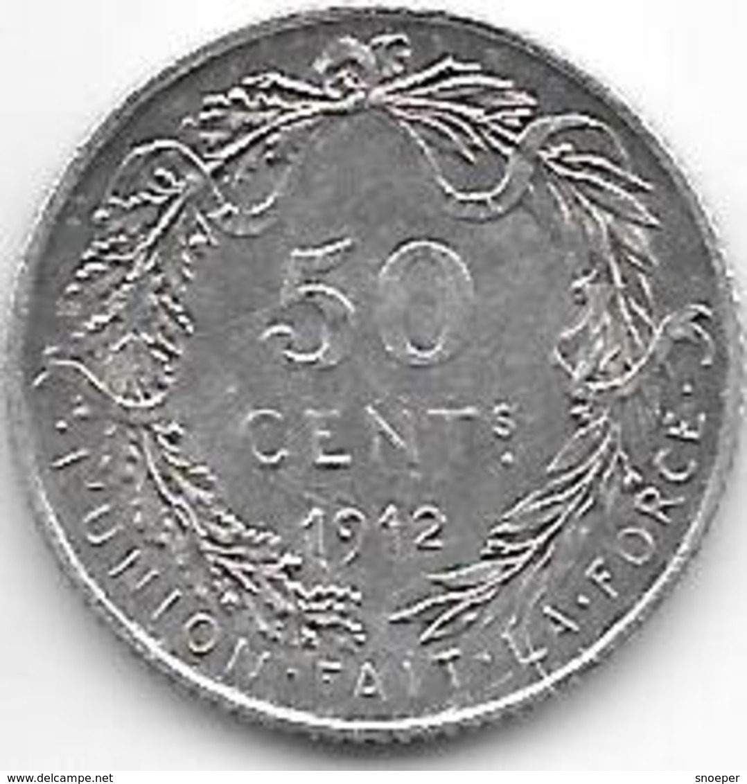 *belguim  Albert I 50 Centimes    1912 French  Xf+ !!! - 50 Centimes