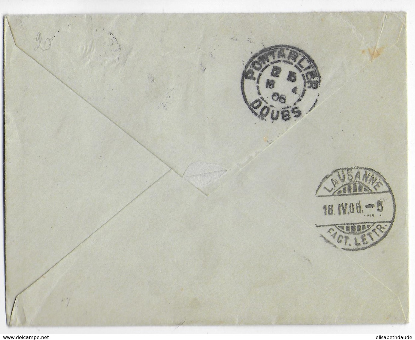 1906 - SEMEUSE Sur ENVELOPPE ENTIER SAGE De MOREZ (JURA) => LAUSANNE (SUISSE) - Enveloppes Types Et TSC (avant 1995)