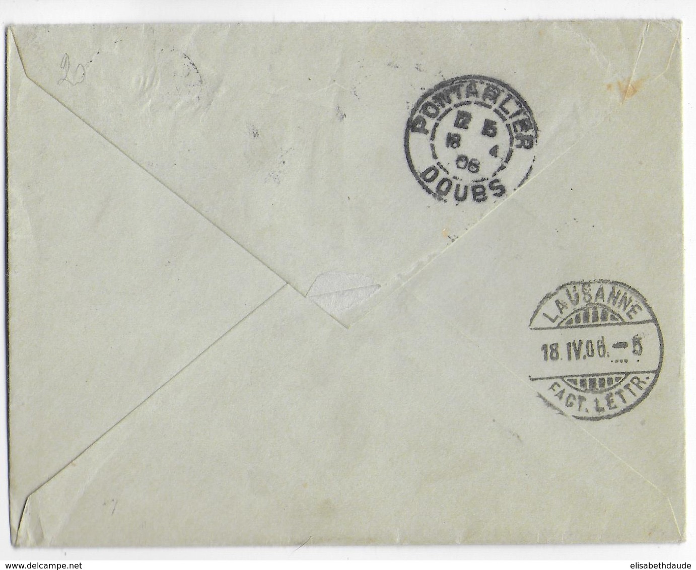 1906 - SEMEUSE Sur ENVELOPPE ENTIER SAGE De MOREZ (JURA) => LAUSANNE (SUISSE) - Standard Covers & Stamped On Demand (before 1995)