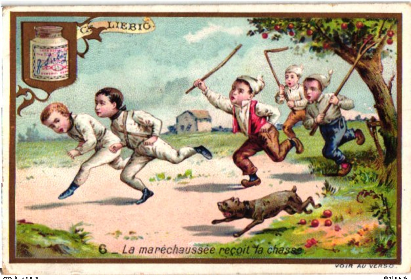 0478   Liebig 6 Cards--C1896 the Policemen & the Apple Thieves-Pierrot-Gendarmes-Litho