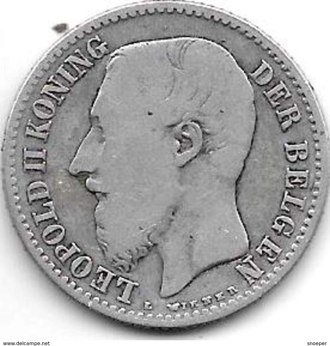 *belguim 1 Franc  Leopold II  1887  Flemisch  Type B  L   WIENER  L Zonder Punt(no Point )  Fr+ - 1 Franc