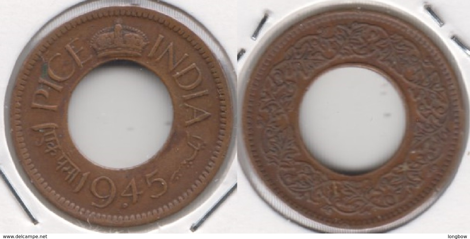 India Britannica 1 Pice 1945 (Large Legend) KM#533 - Used - Indien