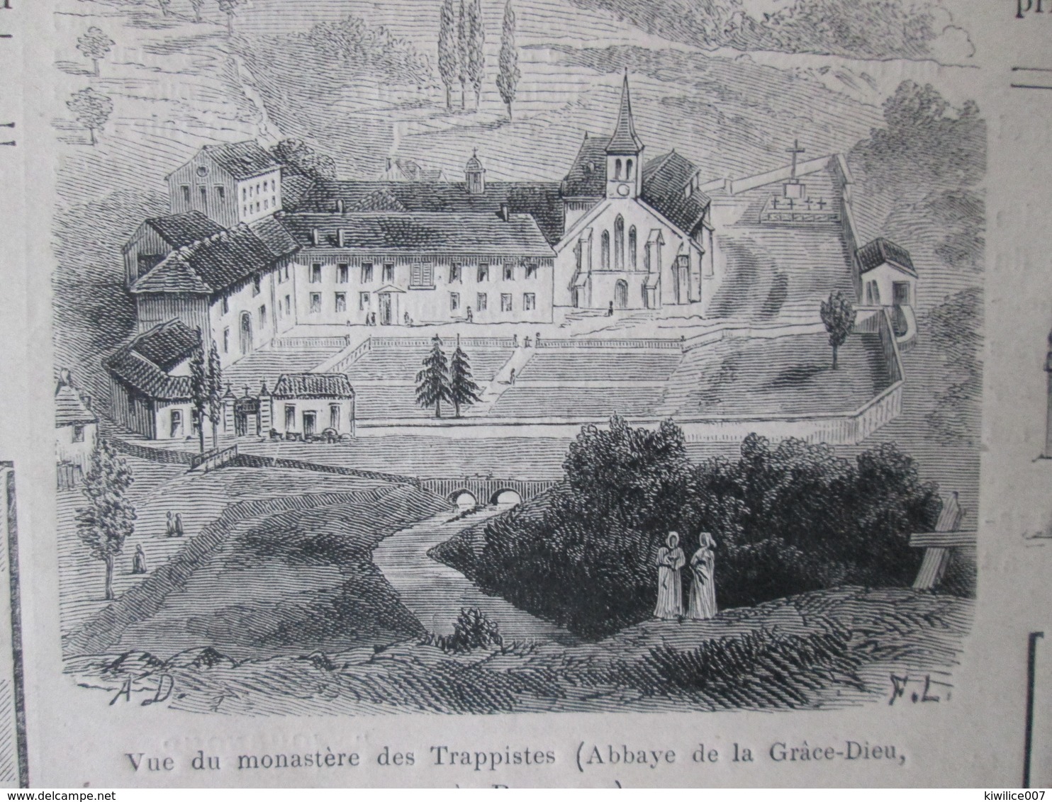 GRAVURE  1872   Le  Monastere Des Trappistes  Pres De BESANCON   Abbaye De La Grace-Dieu - Unclassified