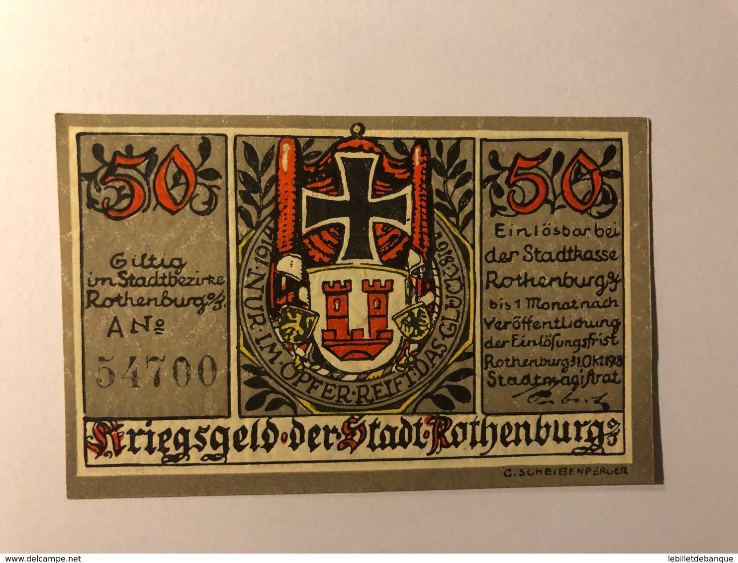 Allemagne Notgeld Rothenburg 50 Pfennig - Collections