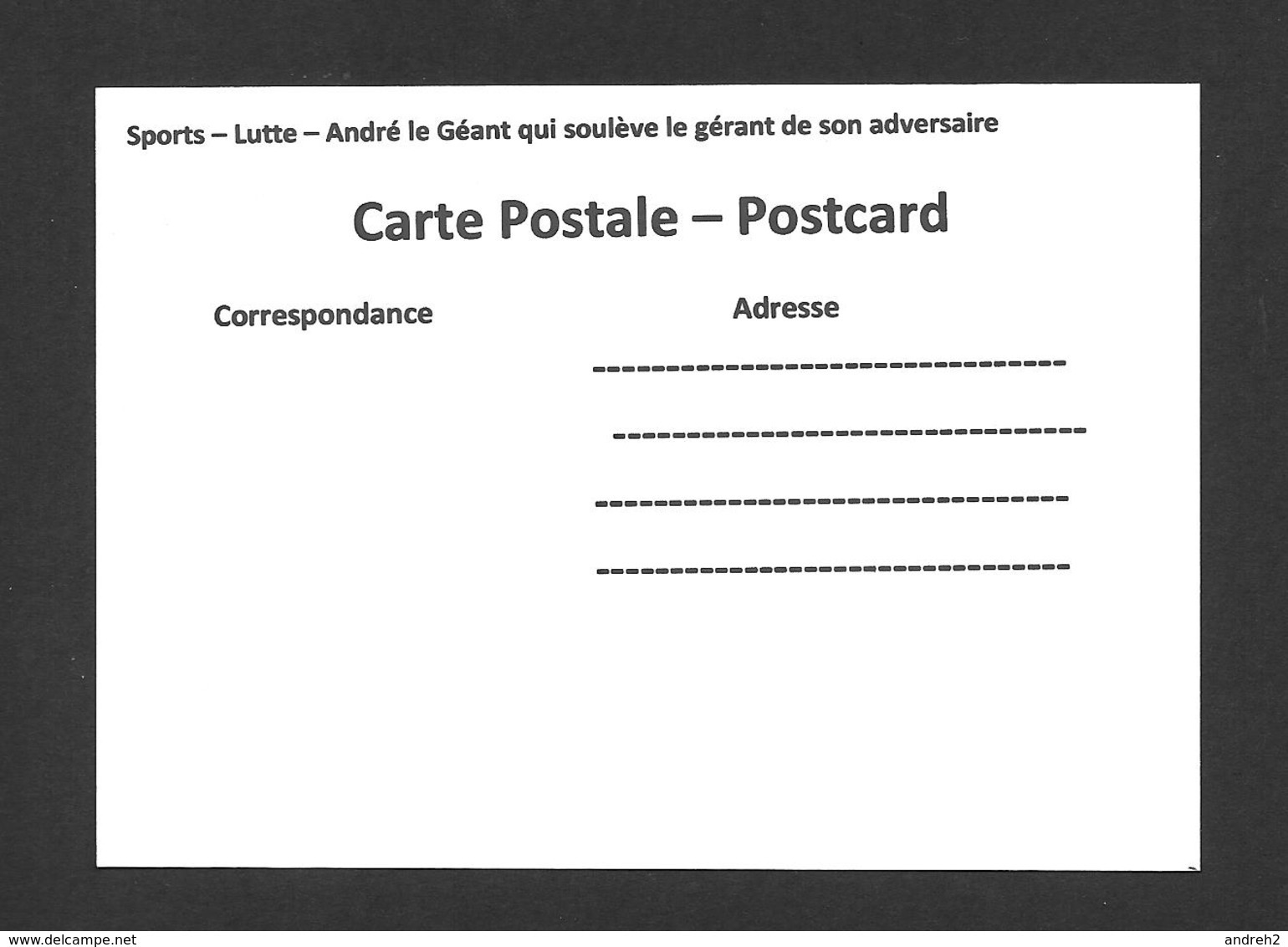 SPORTS - LUTTE - ANDRÉ LE GÉANT UN DES PLUS GRAND LUTTEUR - QUI SOULÈVE LE GÉRANT DE SON ADVERSAIRE - Lutte