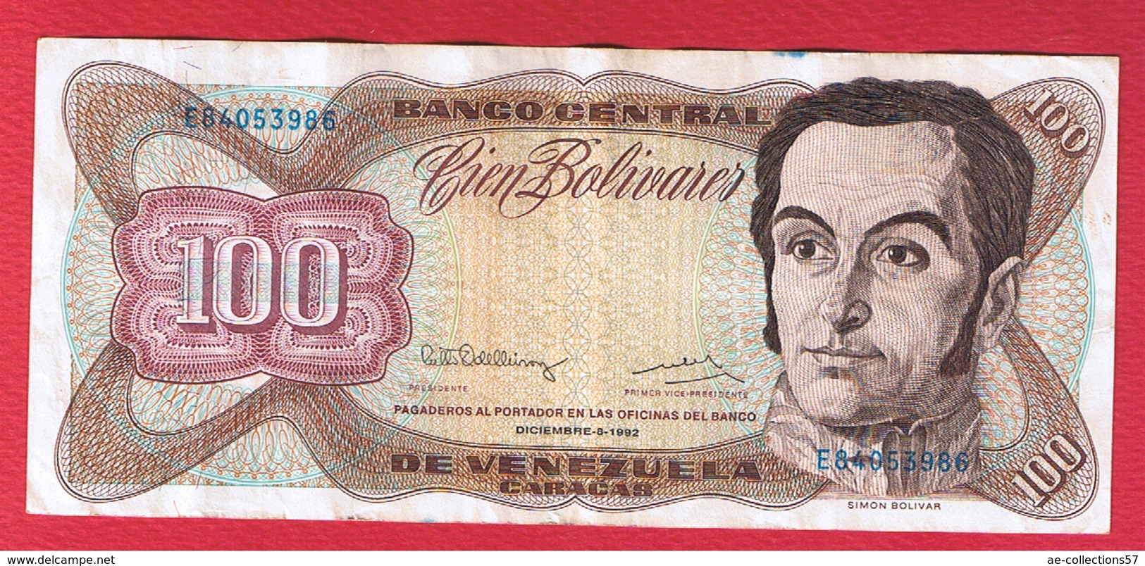Vénézuela  -  100 Bolivares   8/12/1992 - Pick # 66  -état  TTB - Venezuela