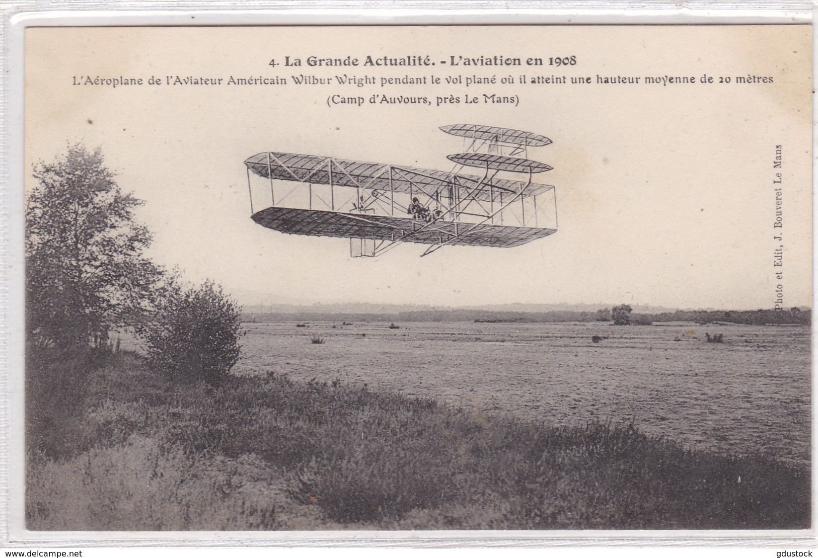 La Grande Actualité - L'aviation En 1908 - L'aéroplane De L'aviateur Américain Wilbur Wright Pendant Le Vol Plané - Autres & Non Classés