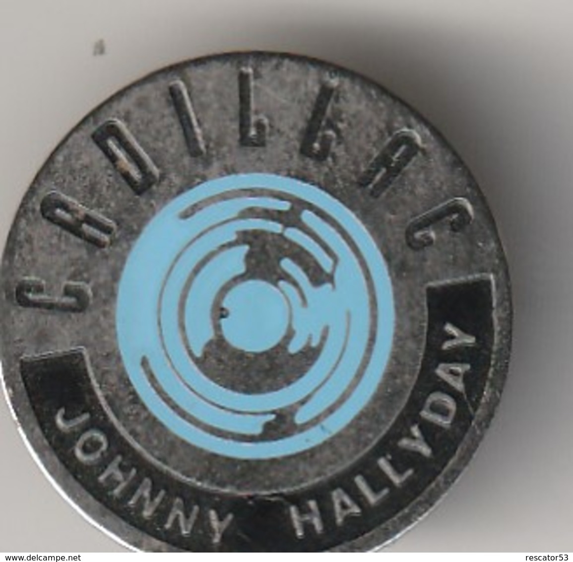 Rare Pin's Johnny Halliday Album Cadillac Bleu - Personnes Célèbres