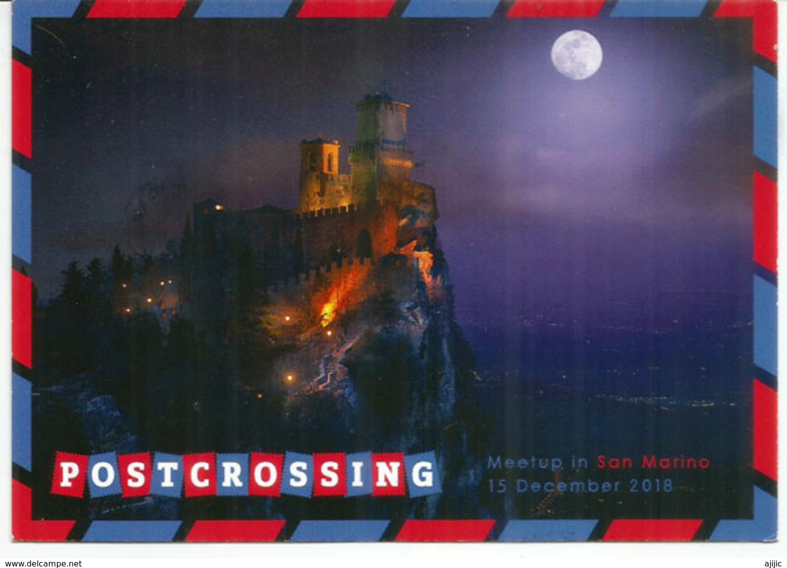 SAN MARINO EUROPA 2017 Sur Carte Postale Postcrossing Meetup, Adressée Andorra, Avec Timbre à Date Arrivée - 2016